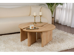Tavolino in legno "Moira" 90 x 90 x 41 cm - Rovere 2