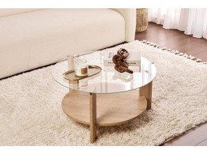 Tavolo basso in legno "Clara" - 75 x 75 x 40 cm - Chêne Saphir Trasparente 2