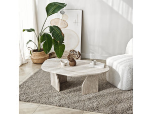 Tavolino in legno "Rock" 100 x 60 x 35 cm - Travertino 2
