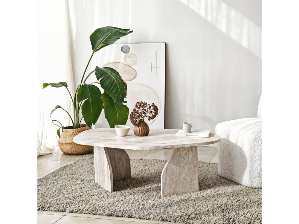 Tavolino in legno "Rock" 100 x 60 x 35 cm - Travertino