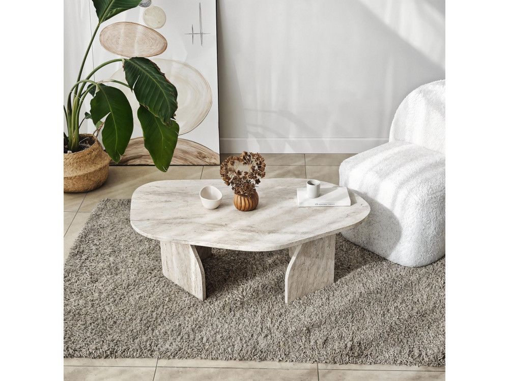 Tavolino in legno "Rock" 100 x 60 x 35 cm - Travertino