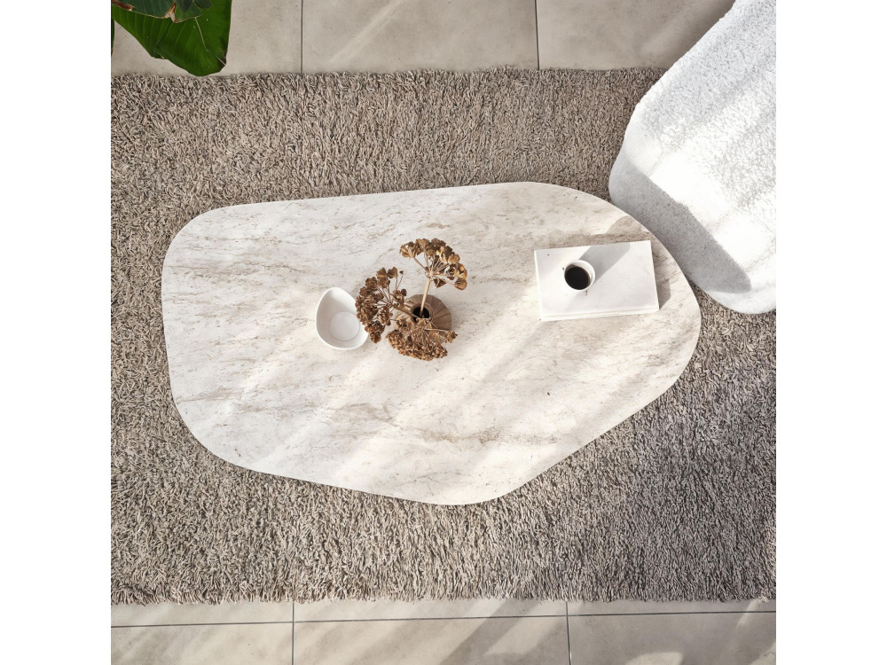 Tavolino in legno "Rock" 100 x 60 x 35 cm - Travertino