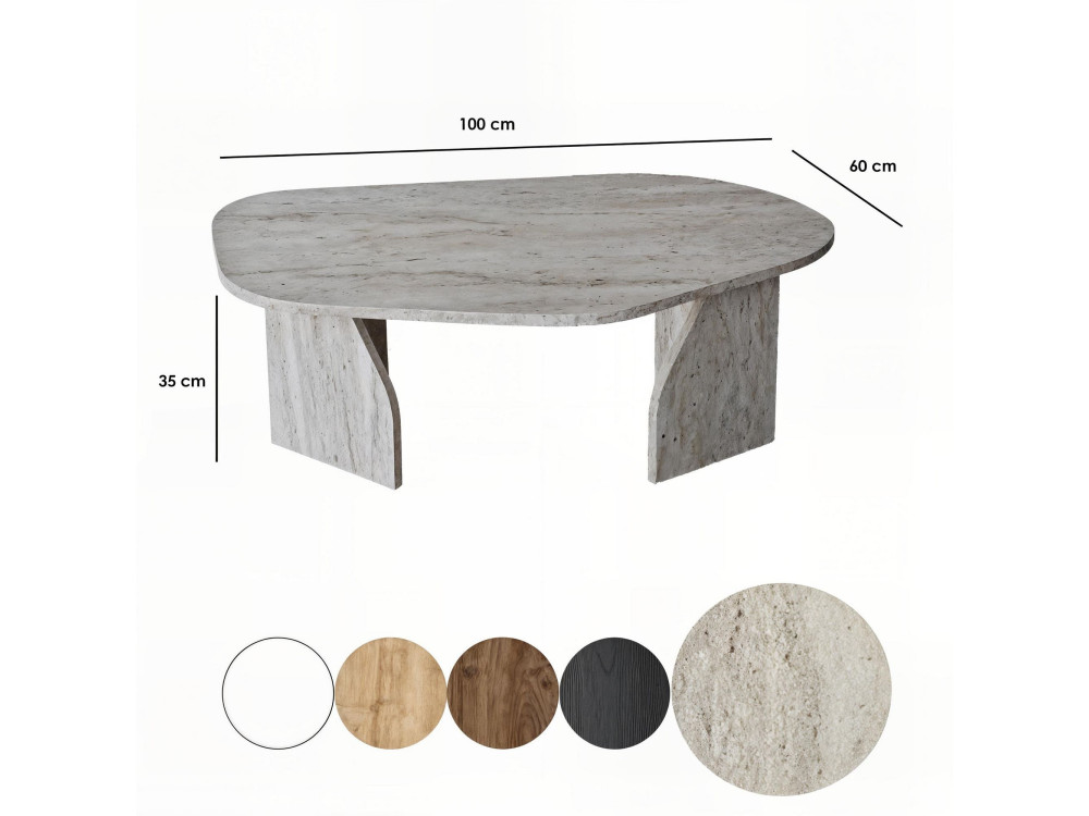 Tavolino in legno "Rock" 100 x 60 x 35 cm - Travertino