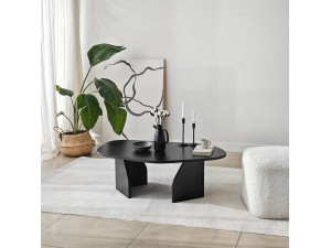 Tavolino in legno "Rock" 100 x 60 x 35 cm - Nero 2