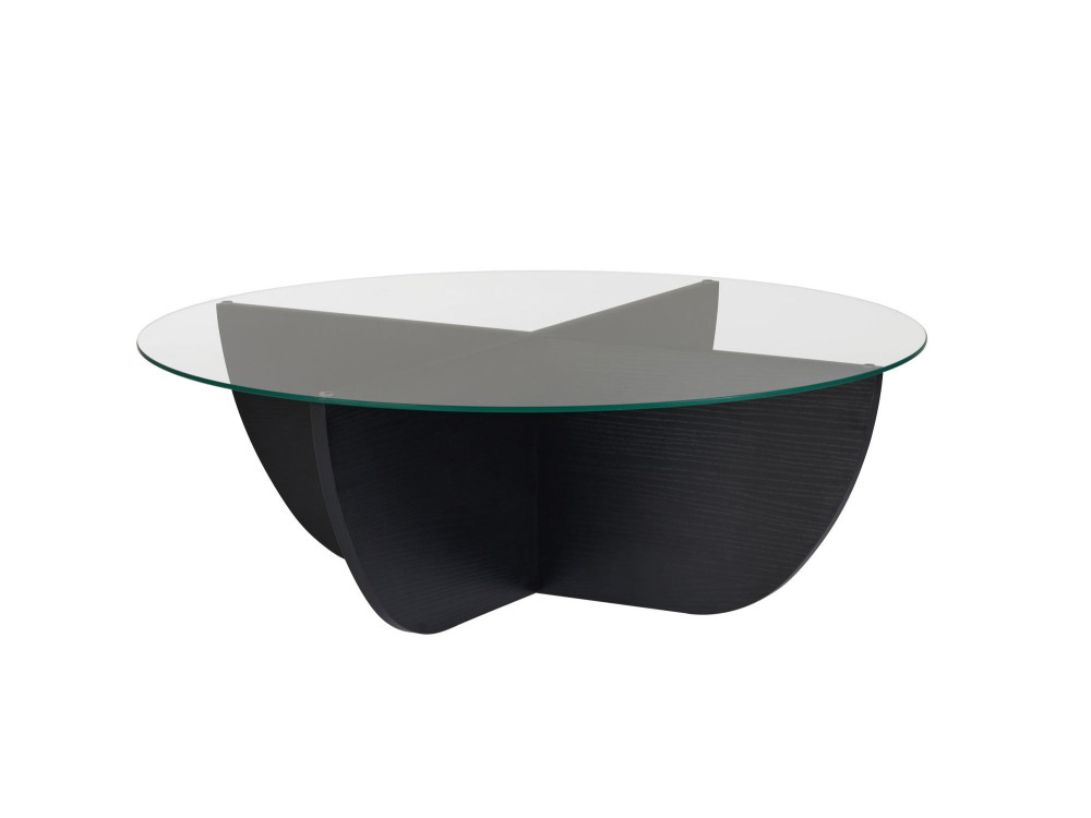 Tavolino in vetro "Liya" 90 x 90 x 30 cm - Legno nero