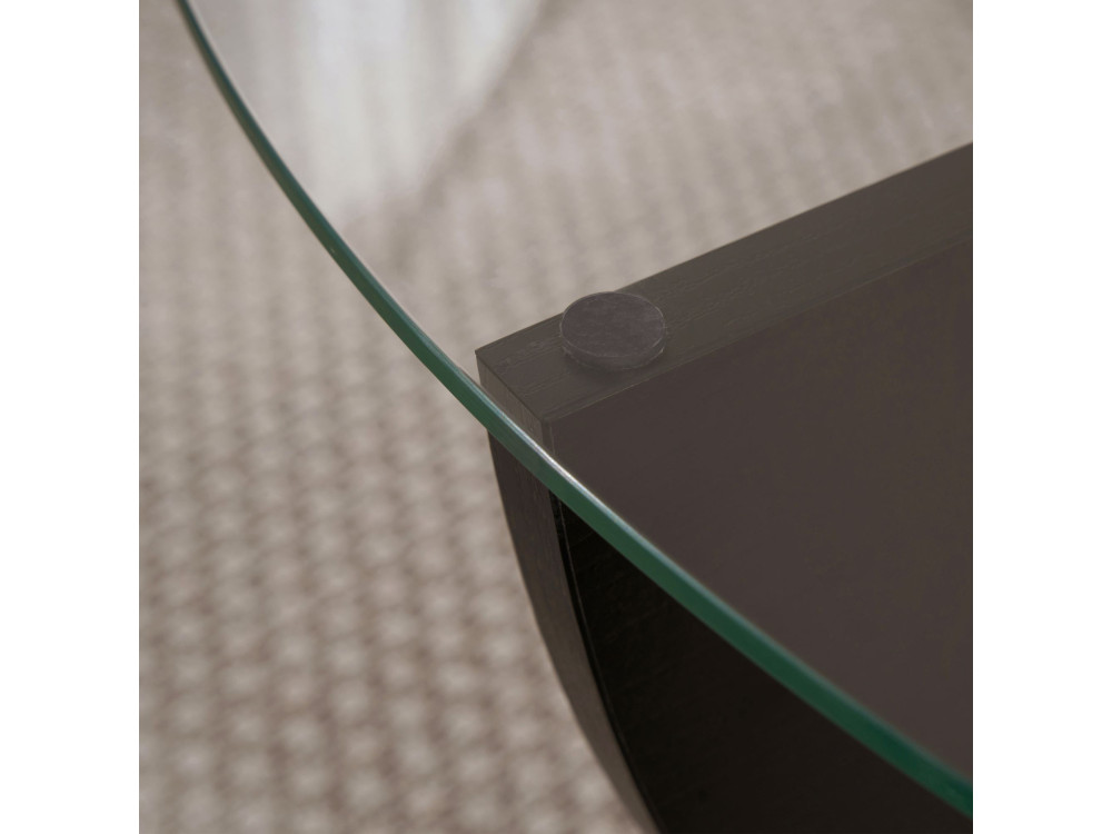 Tavolino in vetro "Liya" 90 x 90 x 30 cm - Legno nero