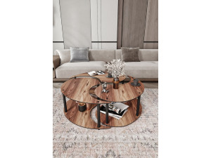 Set di tavolini in legno "Yin" 70 x 70 x 38 cm - Noce 2