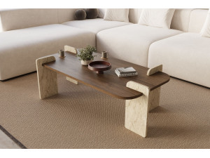 Tavolino in legno "Leapiri" - 120 x 60 x 35 cm - Marrone 2