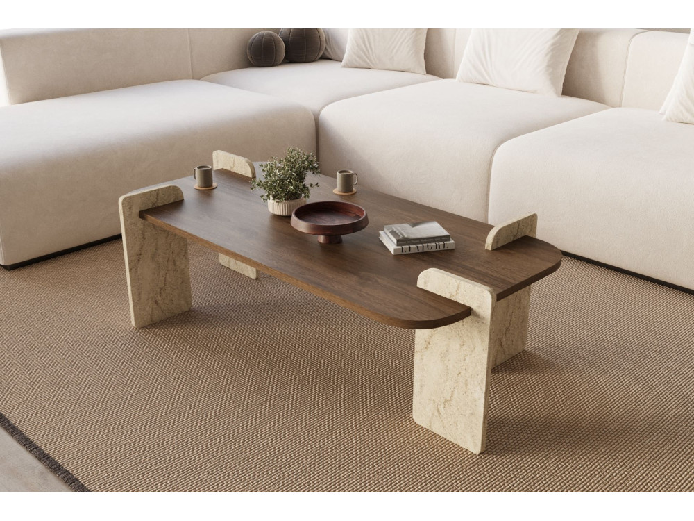 Tavolino in legno "Leapiri" - 120 x 60 x 35 cm - Marrone