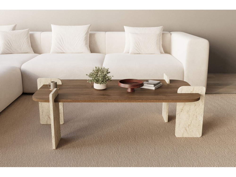 Tavolino in legno "Leapiri" - 120 x 60 x 35 cm - Marrone