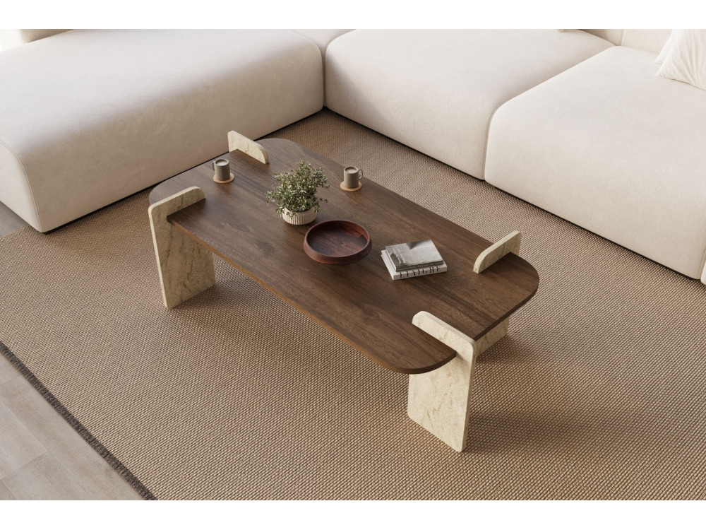 Tavolino in legno "Leapiri" - 120 x 60 x 35 cm - Marrone