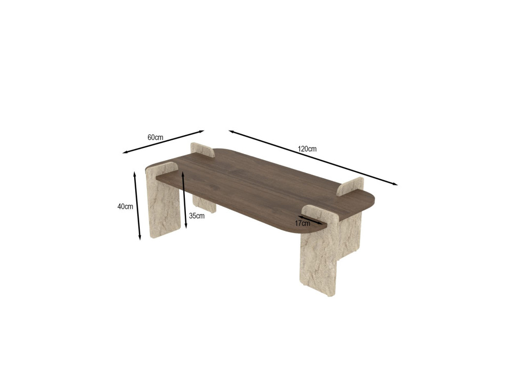 Tavolino in legno "Leapiri" - 120 x 60 x 35 cm - Marrone