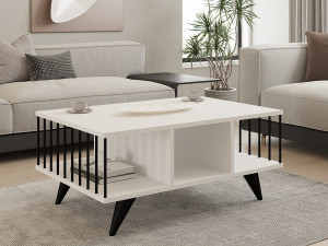 Tavolino in legno "Bert" - 90 x 60 x 40 cm - Bianco 2