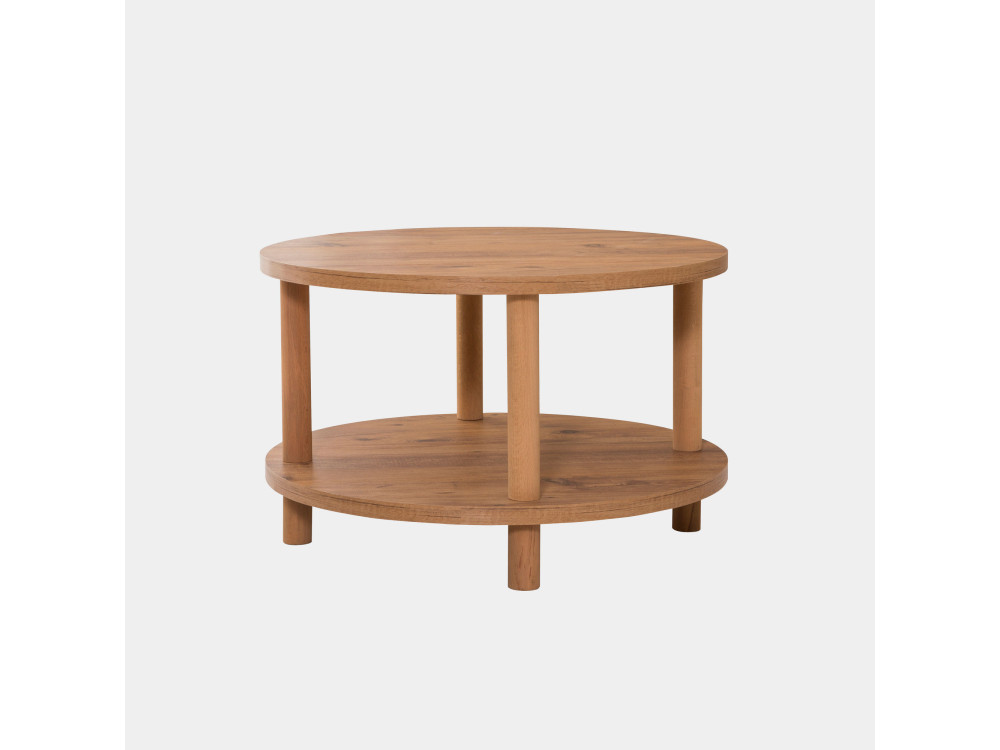 Tavolino rotondo in legno "Roby" - 70 x 70 x 43 cm - Marrone