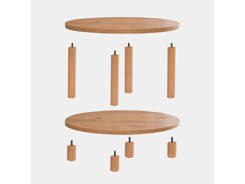 Tavolino rotondo in legno "Roby" - 70 x 70 x 43 cm - Marrone