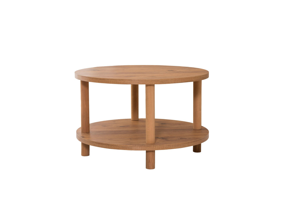 Tavolino rotondo in legno "Roby" - 70 x 70 x 43 cm - Marrone