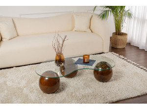 Tavolino in vetro "Sphere" - 120 x 70 x 30 cm - Marrone 2