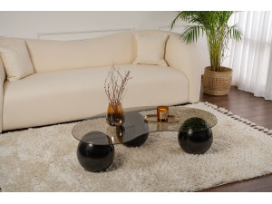 Tavolino in vetro "Sphere" - 120 x 70 x 30 cm - Nero 2