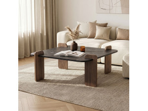 Tavolino in legno "Marais" - 90 x 90 x 35 cm - Nero 2