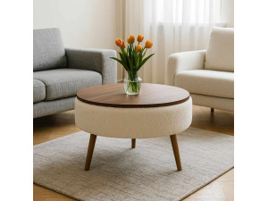 Tavolino "Noya Round" - 60 x 60 x 44 cm - Bianco 2