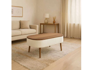 Tavolino in legno "Noya" - 90 x 60 x 43 cm - Bianco 2