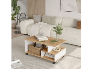 Tavolino in legno "MIN9" - 90 x 51 x 42 cm - Bianco 2
