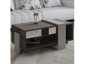 Tavolino in legno "Meleni" - 90 x 49 x 40 cm - Grigio 2