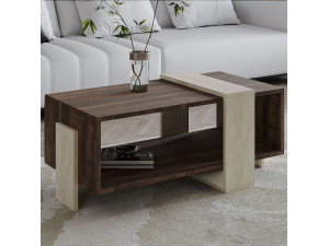 Tavolino in legno "Meleni" - 90 x 49 x 40 cm - Travertino 2