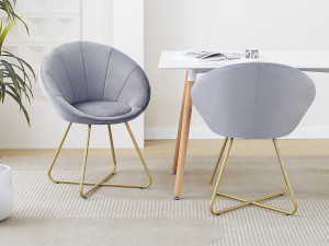 Set di 2 sedie per sala da pranzo in velluto "Rosalie" - Grigio 2