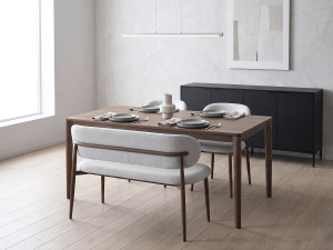 Panca da pranzo in tessuto - 110 cm - "Sélène" - 3 posti - Grigio chiaro e marrone 2
