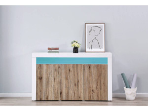 Credenza Buffet a LED "Bogota" - 155 x 40 x 92 cm -Rovere / bianco laccato 2
