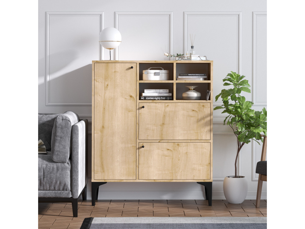 Credenza in legno "Ewa" - 100 x 35 x 125 cm - Rovere Zaffiro