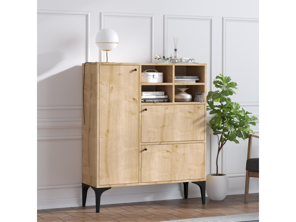 Credenza in legno "Ewa" - 100 x 35 x 125 cm - Rovere Zaffiro