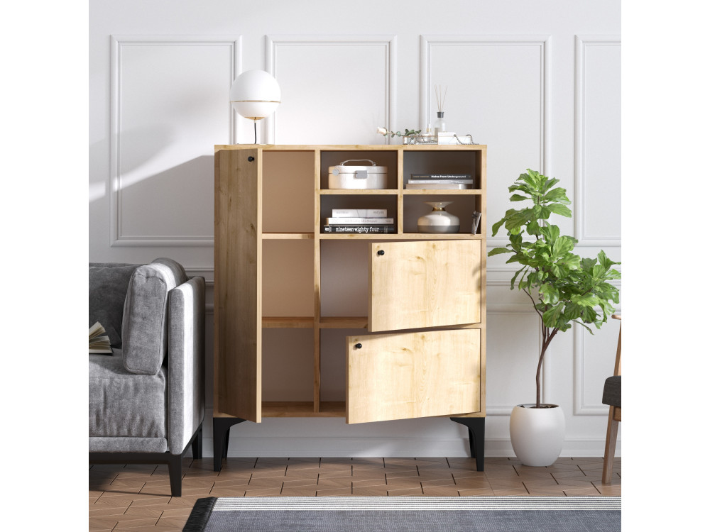 Credenza in legno "Ewa" - 100 x 35 x 125 cm - Rovere Zaffiro