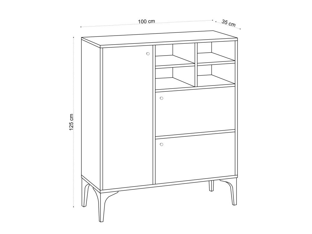 Credenza in legno "Ewa" - 100 x 35 x 125 cm - Rovere Zaffiro