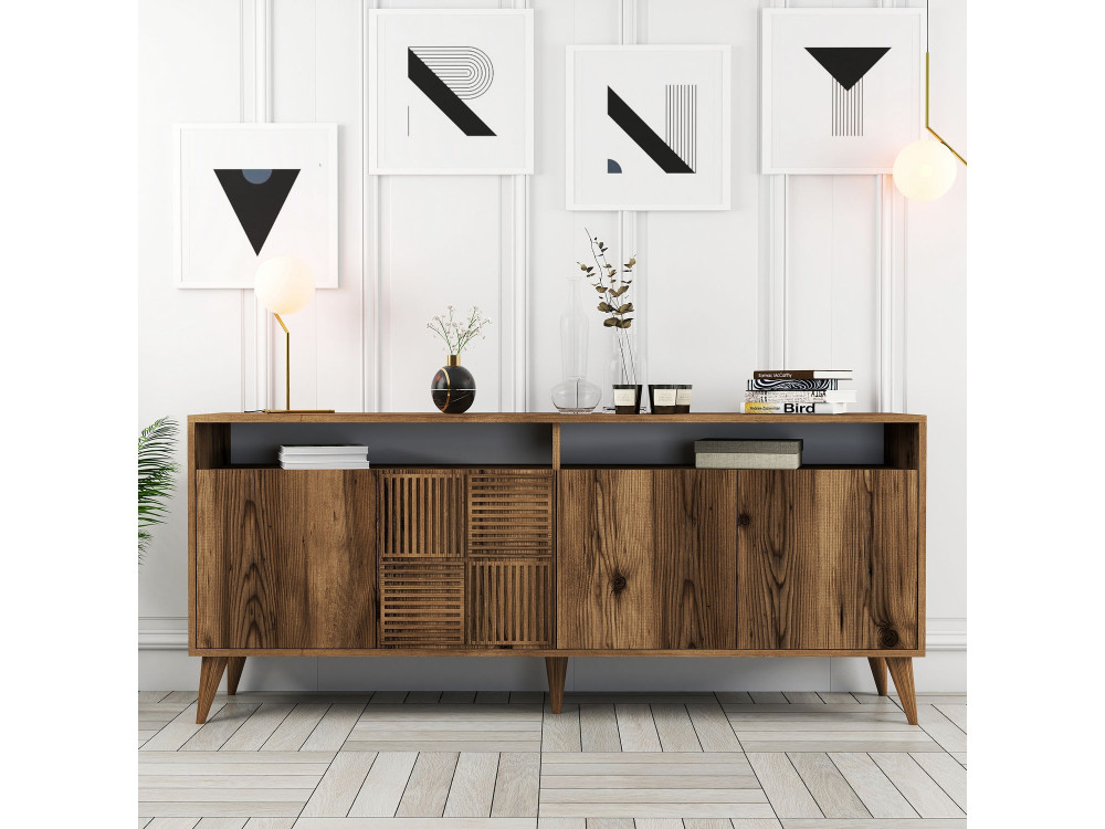 Buffet in legno "Milano" - 180 x 35 x 78 cm - Noyer