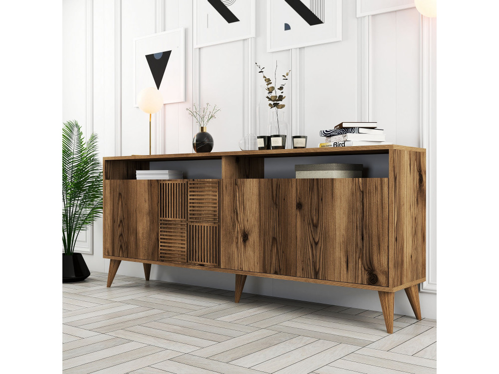 Buffet in legno "Milano" - 180 x 35 x 78 cm - Noyer