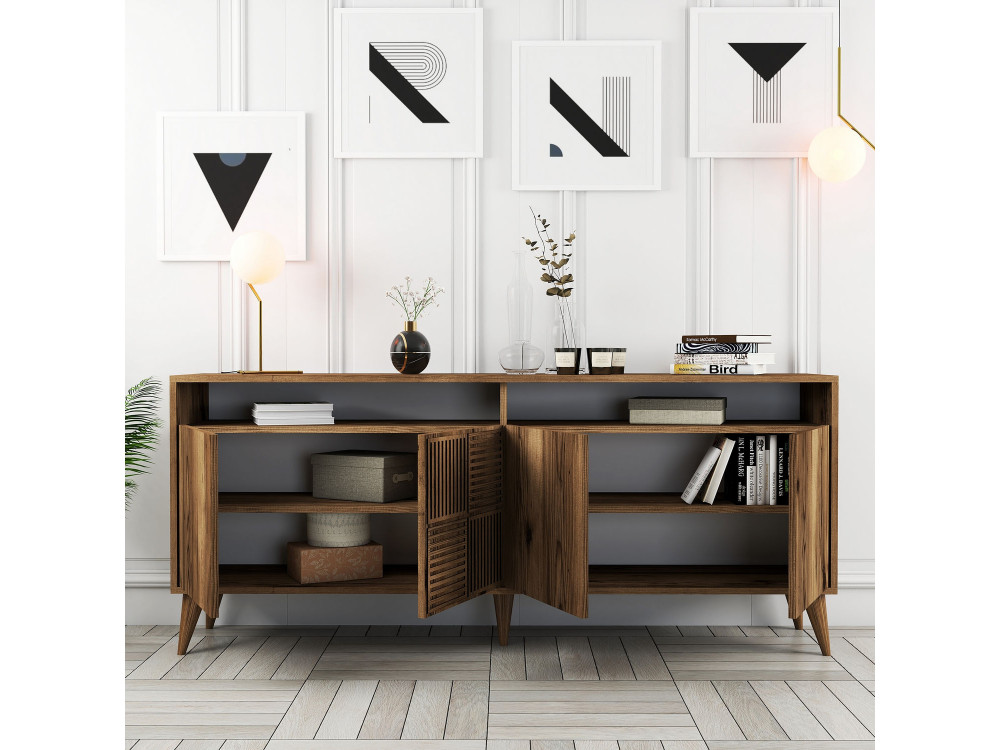 Buffet in legno "Milano" - 180 x 35 x 78 cm - Noyer