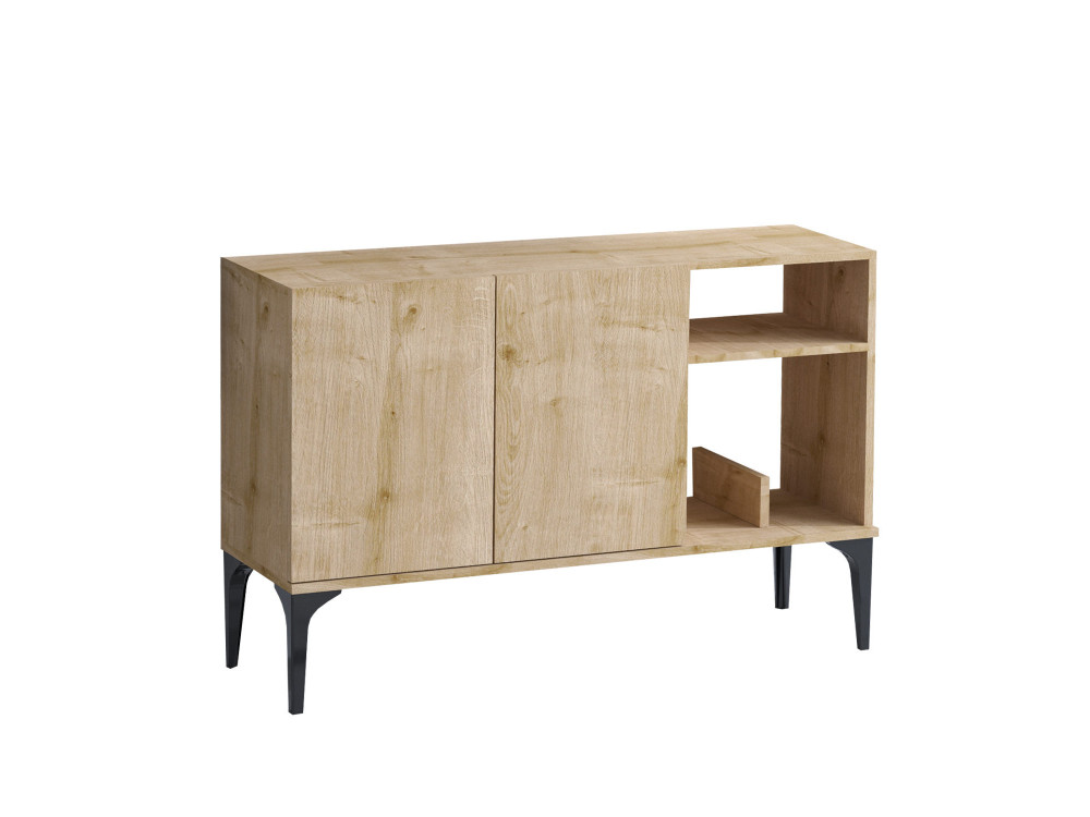 Credenza in legno "Oscar" - 120 x 40 x 80 cm - Rovere nero zaffiro