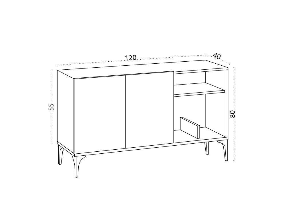 Credenza in legno "Oscar" - 120 x 40 x 80 cm - Rovere nero zaffiro