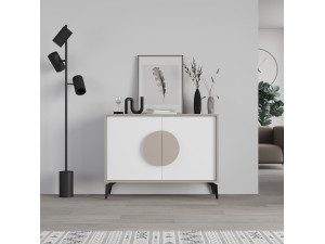 Credenza in legno "Gora" - 110 x 36 x 82 cm - Marrone chiaro moka 2