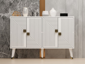 Credenza in legno "Ahart" - 120 x 30 x 80 cm - Bianco 2