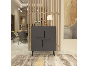 Credenza in legno "Makro" - 70 x 35 x 90 cm - Grigio antracite 2