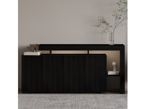 Credenza in legno "Beliz" - 170 x 35 x 80 cm - Legno nero 2