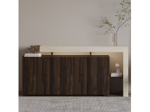 Credenza in legno "Beliz" - 170 x 35 x 80 cm - Travertino / Noce 2