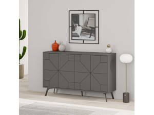 Credenza in legno "Dune" - 123 x 35 x 62 cm - Grigio antracite 2