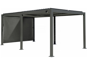 Pergola bioclimatica "Kensington" con tenda in alluminio - 3 x 5 m - Grigio