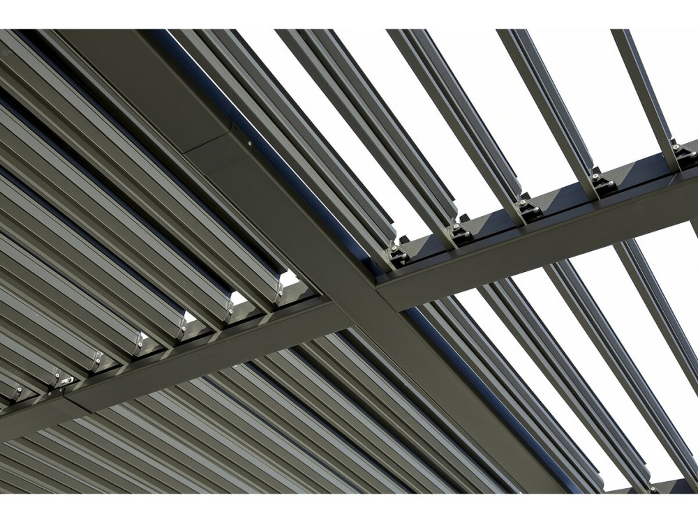 Pergola bioclimatica "Kensington" con tenda in alluminio - 3 x 5 m - Grigio