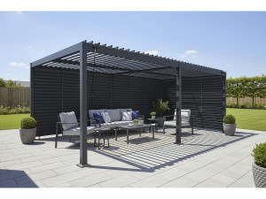 Pergola bioclimatica con 9 lamelle in alluminio "Kensington" - 3 x 6 m - Grigio 2