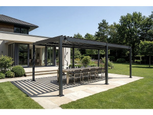 Pergola bioclimatica autoportante Kensington in alluminio - 3 x 6 m - Grigio 2